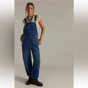 Free people We the free Deep trance denim jean overalls large